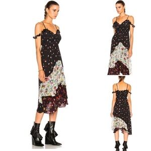 Preen Line Dress Cecil Crepe Mixed Floral Midi Dress XS